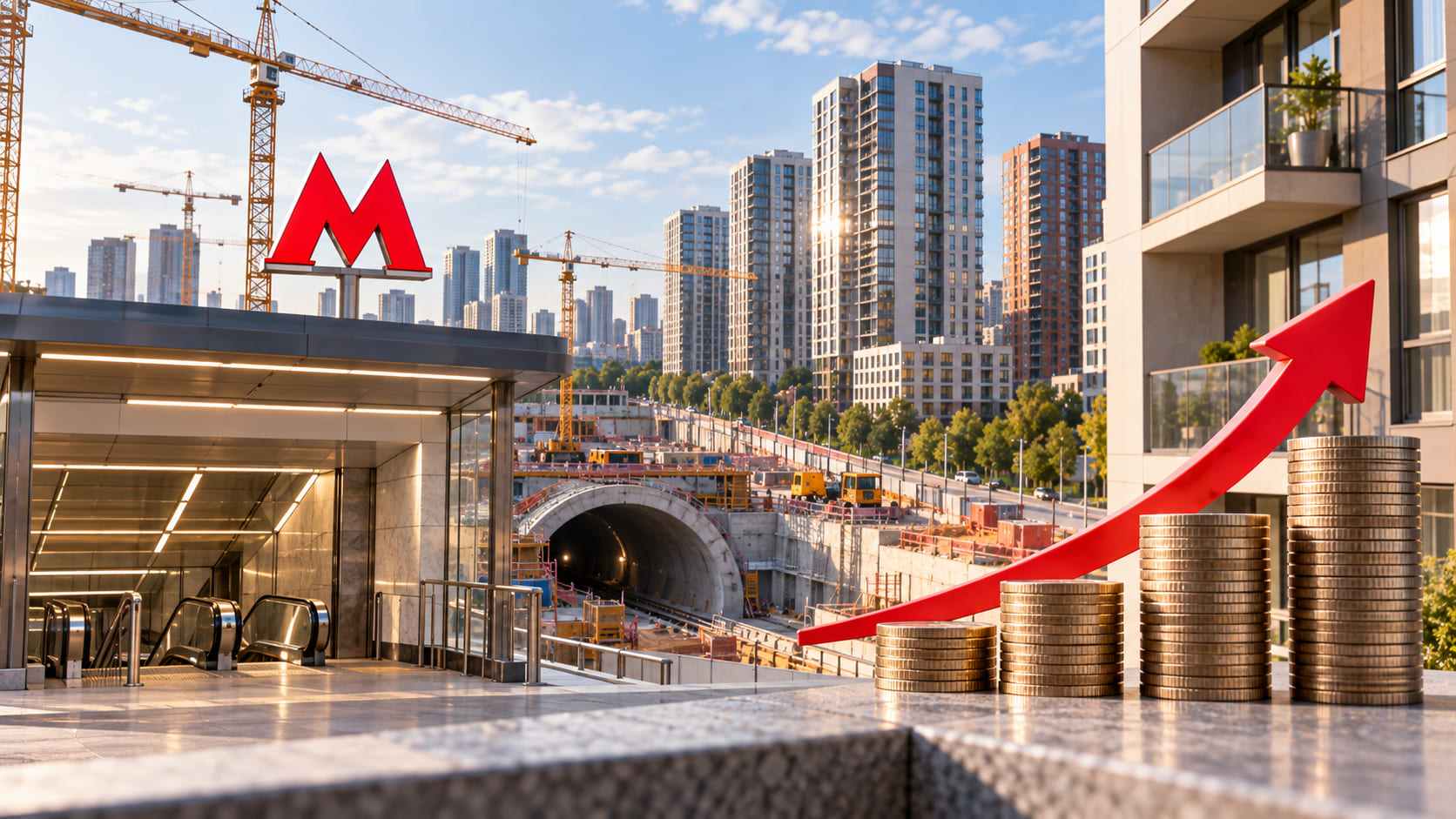 Строящиеся станции метро увеличат стоимость жилья на 10%