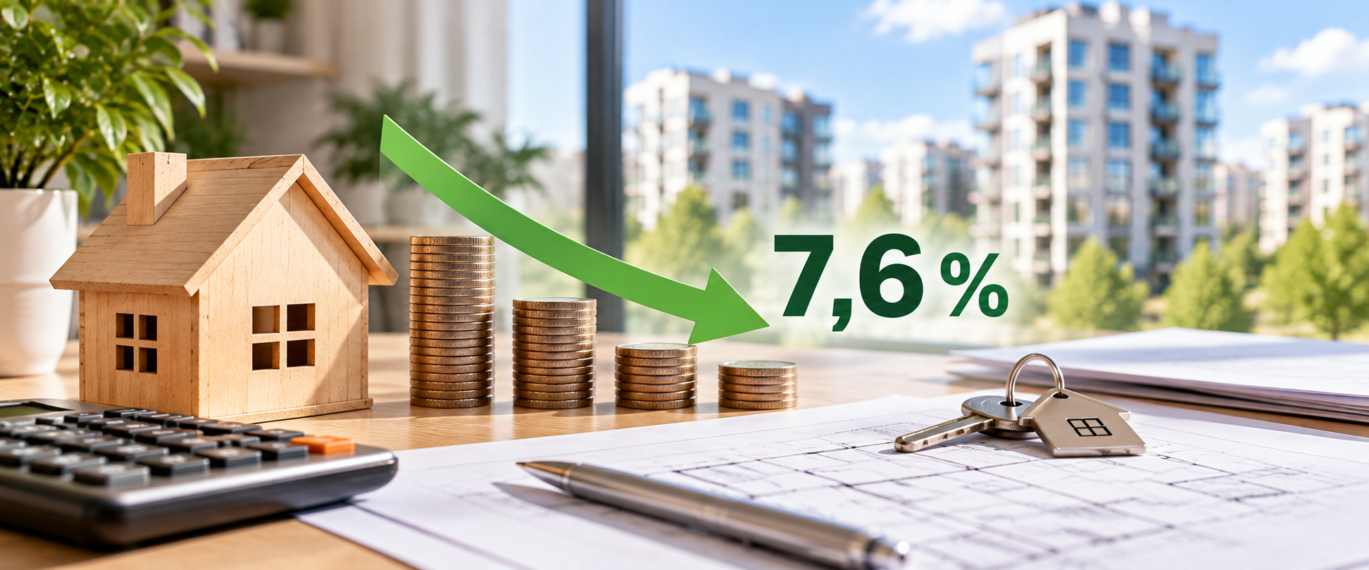 ДОМ.РФ: ставки по кредитам на жилье и рефинансированию снижены до 7,6%