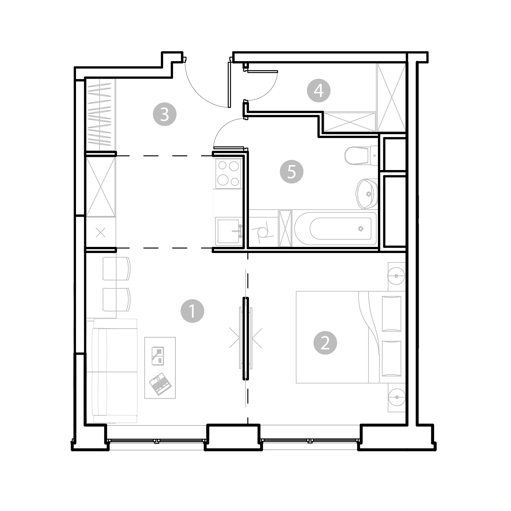 Планировка 2-комн. 41.89 м²