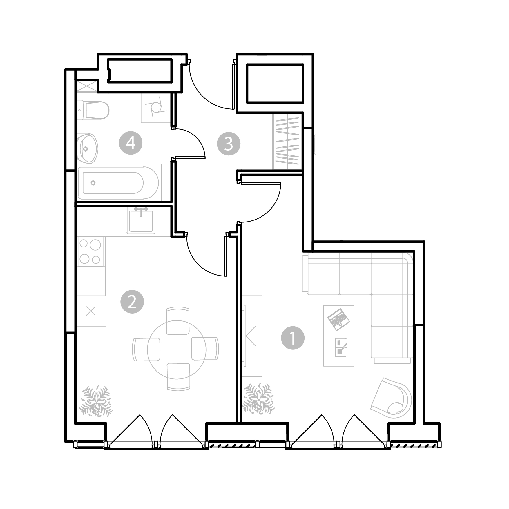 Планировка 1-комн. 37.58 м²