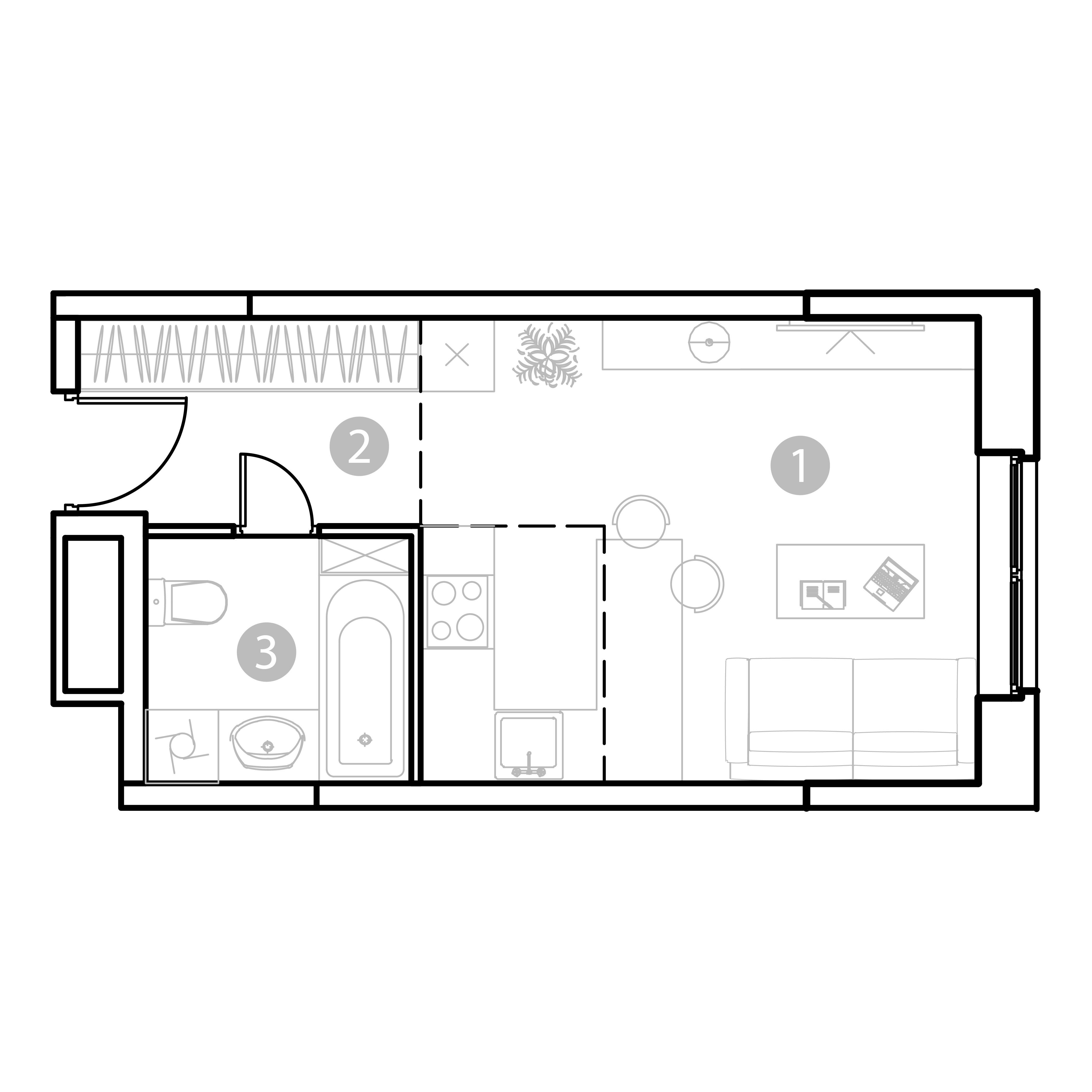 Планировка Студия 27.07 м²