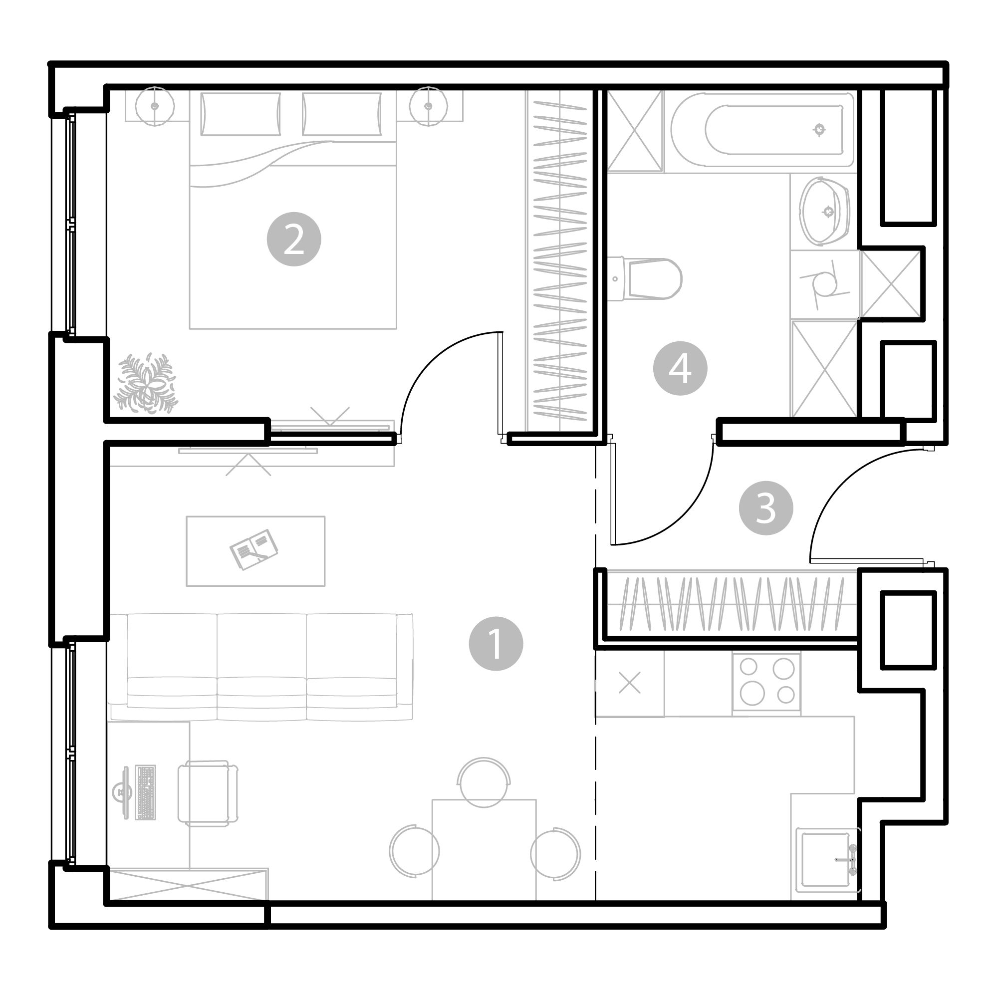 Планировка 2-комн. 46.67 м²