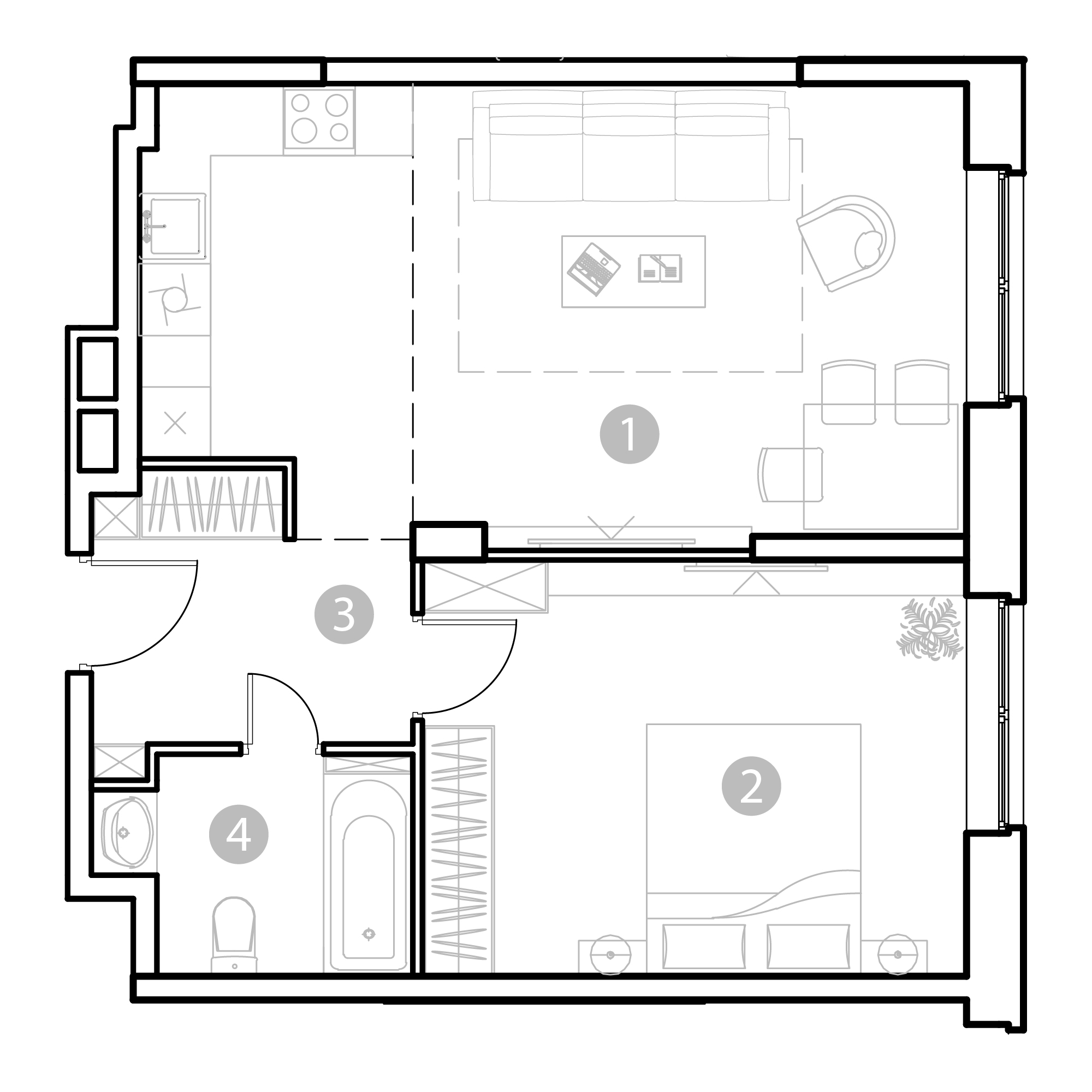 Планировка 2-комн. 51.8 м²