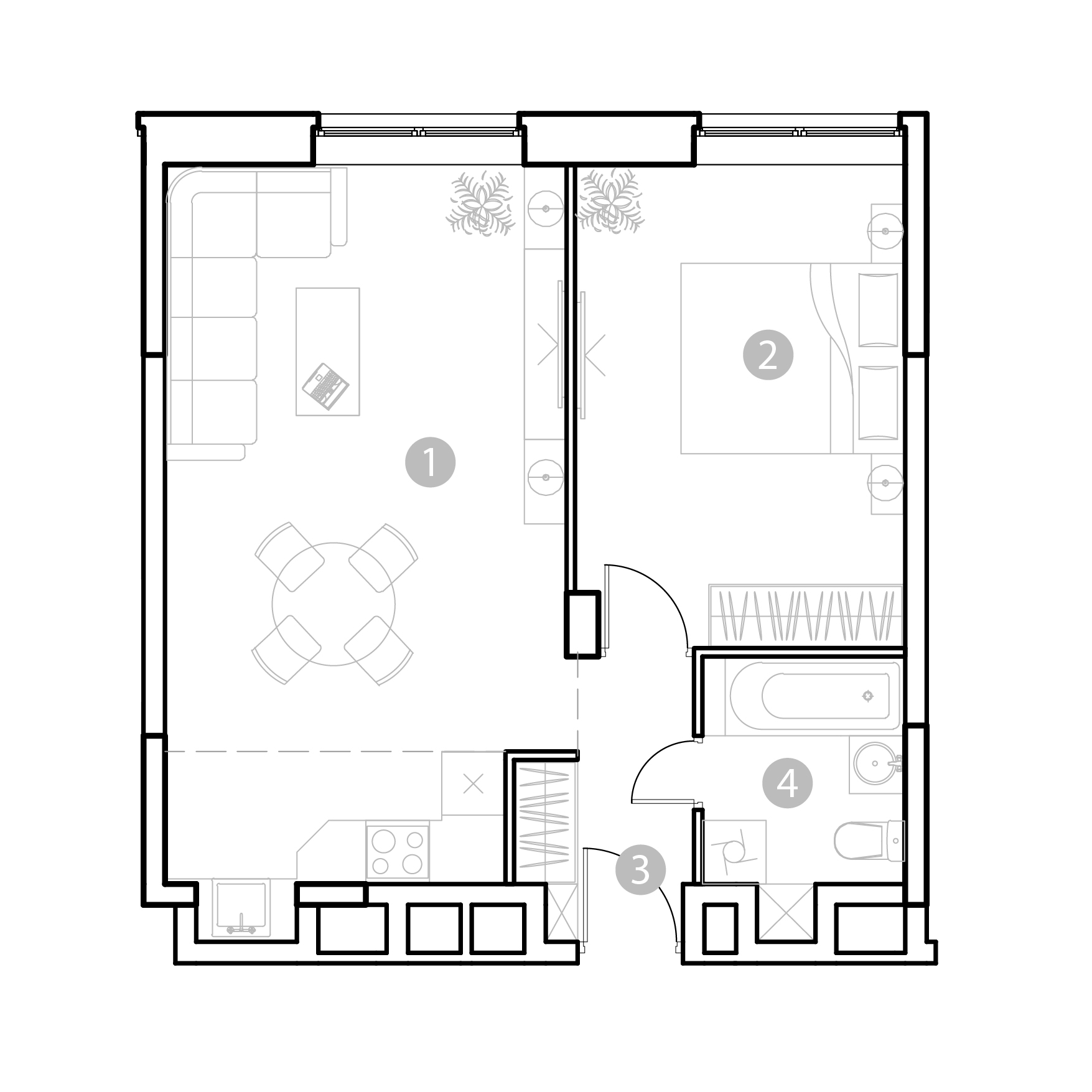 Планировка 2-комн. 48.08 м²