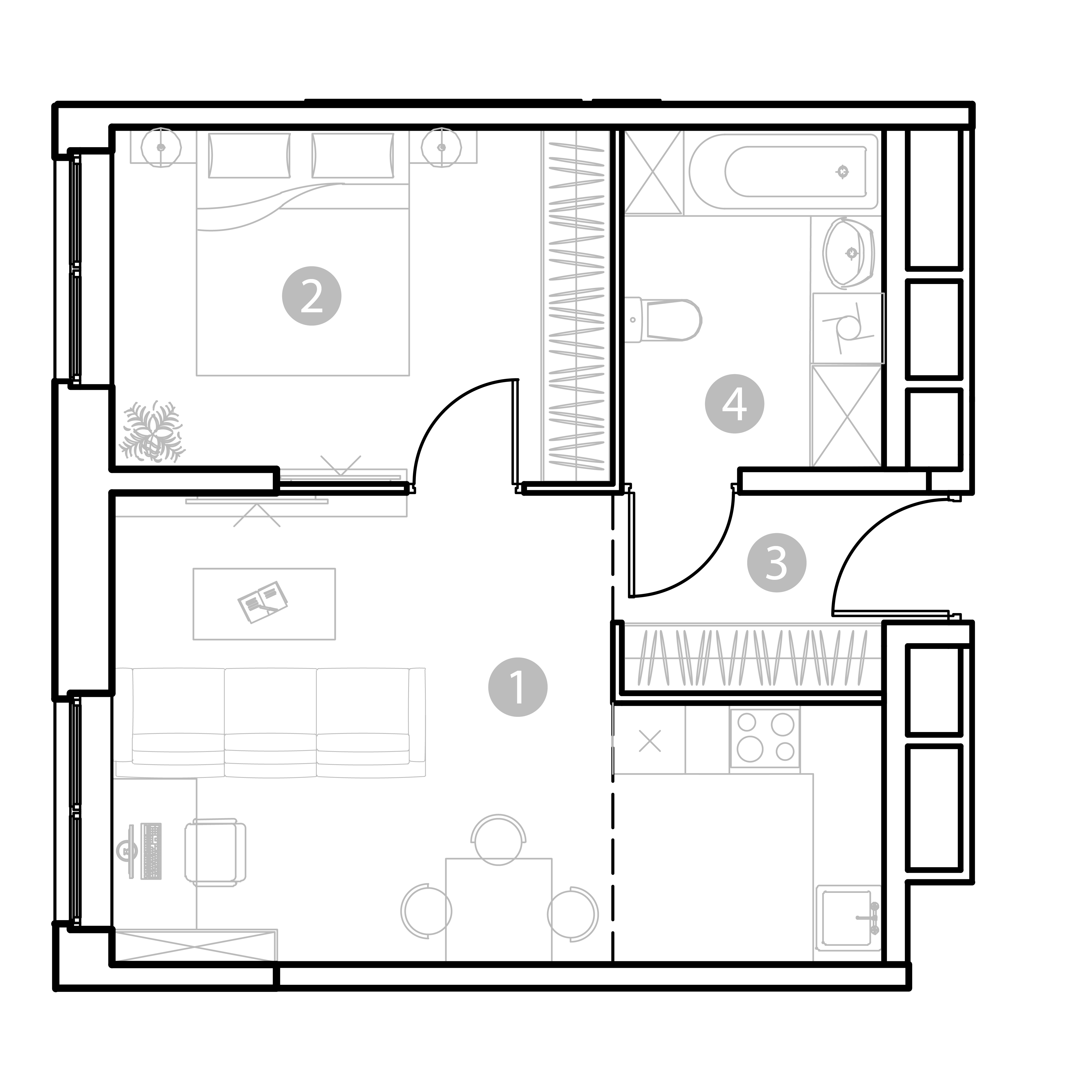 Планировка 2-комн. 45.81 м²