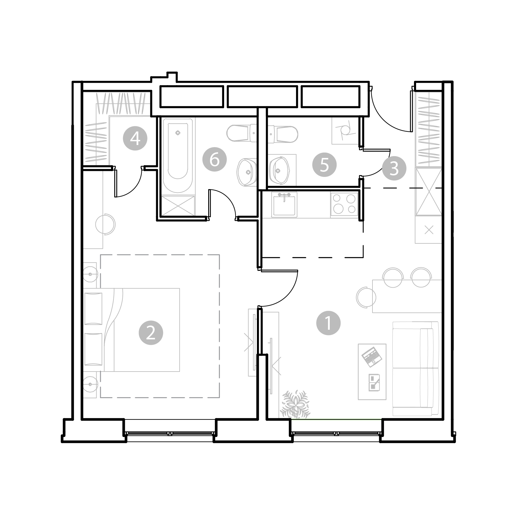 Планировка 2-комн. 51.27 м²