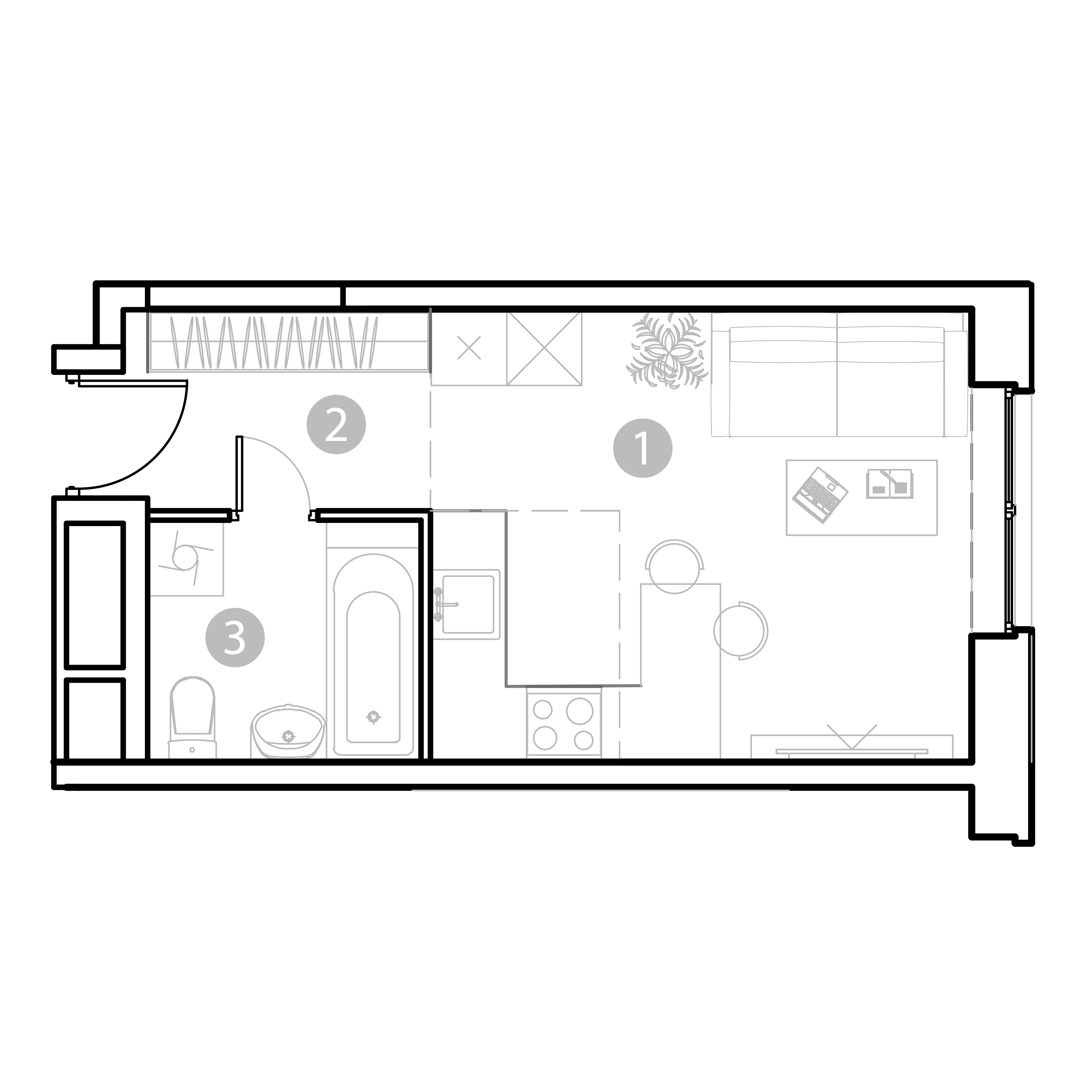 Планировка Студия 23.8 м²