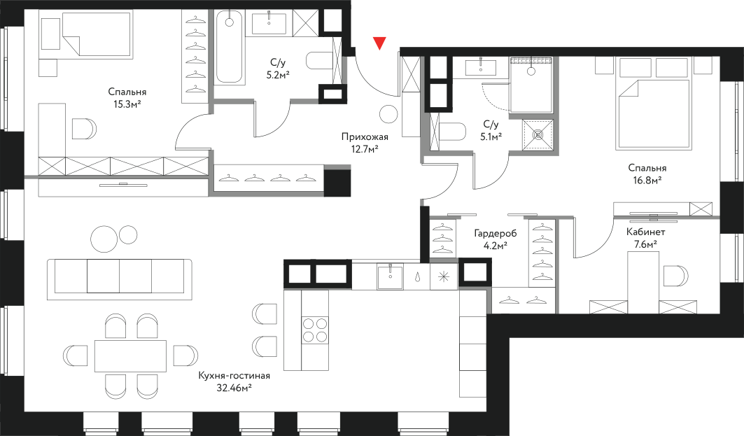 Планировка 4-комн. 99.36 м²